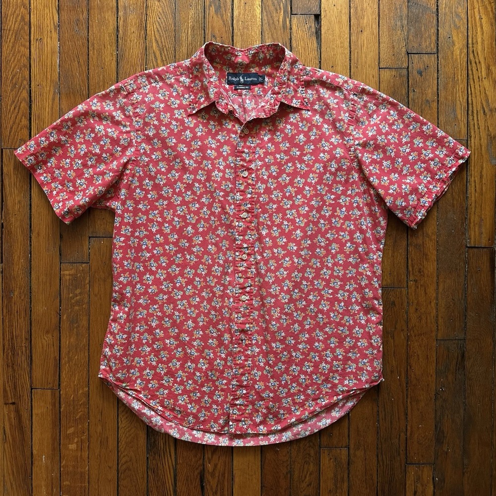 Polo Ralph Lauren Floral Camp Button Shirt Men Large‎ Red Multicolor Classic Fit